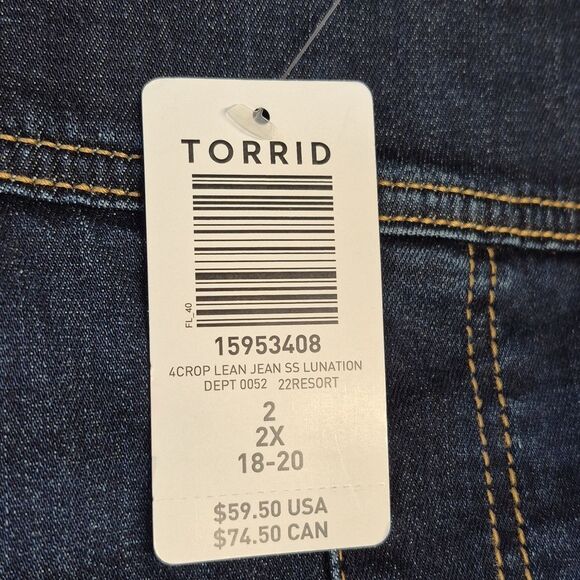 Torrid 2 Crop Lean Jean Skinny Super Soft High Rise Jean - New - Picture 5 of 6